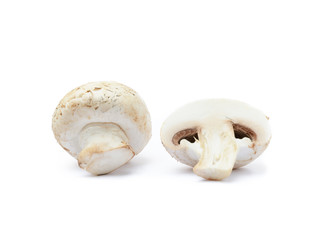  Fresh champignon mushrooms isolated on white background