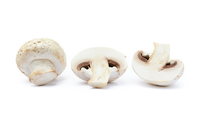  Fresh champignon mushrooms isolated on white background