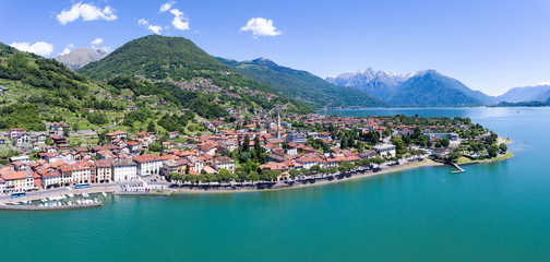Fototapeta na wymiar Domaso - Como lake - Panoramic aerial view