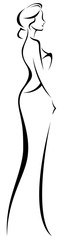 Linear silhouette of woman in elegant wedding or cocktail dress