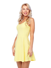 happy smiling beautiful young woman in dress