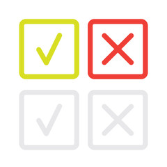 line green check mark or check box icons set