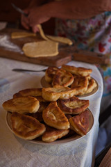 Grandmother bakes pies