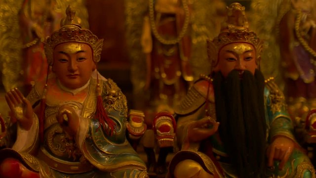 Chinese Gods statue in temple at Wat Phanan Choeng temple,Phra Nakhon Si Ayutthaya, Thailand, World Heritage Site , Public place, 