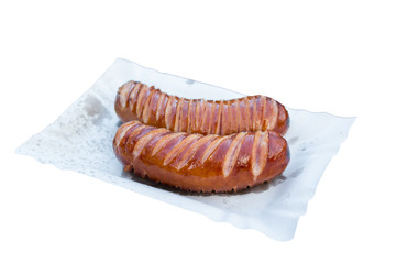 Two burning sausages