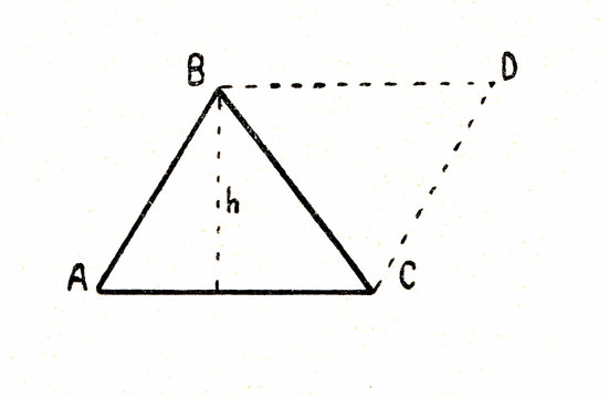 Theorem - area of triangle is equal to the half of area of parallelogram, if its bases and heights are equal 