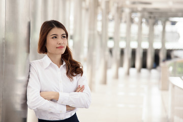 portrait of beautiful business woman at outoors