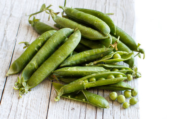 Fresh green pods from farmers market