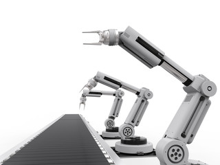 robot arms with conveyor line