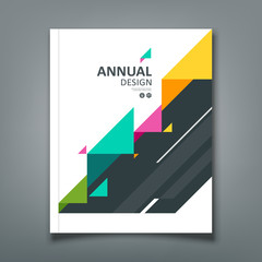 Cover annual report colorful paper triangle, abstract design background, vector illustration
