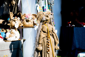 Old Balts Market in Eastern Europe. Handmade Witch