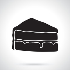 Vector illustration. Silhouette of a piece of cake with glaze cream fondant and confiture. Decoration for menus, signboards, showcases, greeting cards, wallpapers
