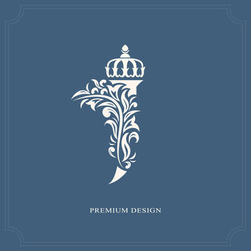 Elegant letter J with a crown. Graceful royal style. Calligraphic beautiful logo. Vintage drawn emblem for book design, brand name, business card, Restaurant, Boutique, Hotel. Vector illustration