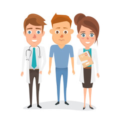 Fototapeta premium Doctor with patient character at hospital. illustration vector of cartoon design.