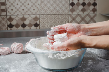 Cooking marshmallows in a professional kitchen