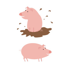 Funny pigs vector.