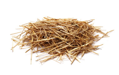 pile straw isolated on white background