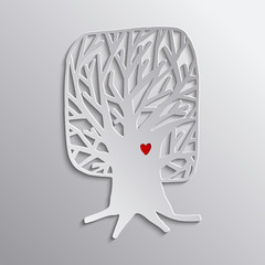 Tree heart concept cutout design for nature help