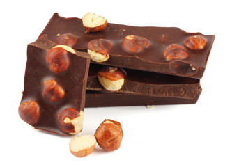 chocolate candies sweets with hazelnut isolated on white background