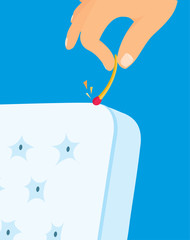 Fire matches sparking a mattress or bed