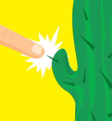 Finger stuck with cactus thorn