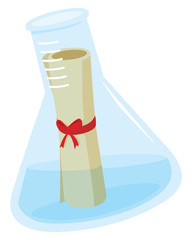 Science diploma inside a lab test tube