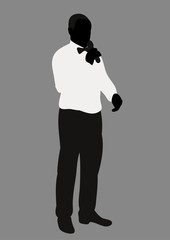 Vector, isolated on gray background silhouette man singing
