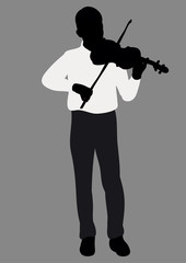 Fototapeta premium Vector, isolated on gray background silhouette man playing the violin