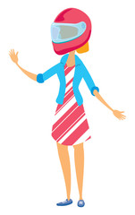 Modern girl wearing a motorcycle helmet