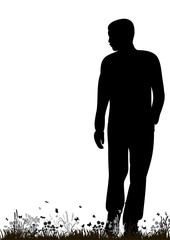 Vector, isolated silhouette guy going