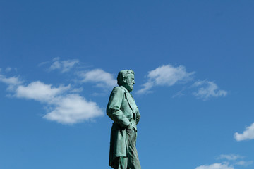 Fototapeta na wymiar Statue of General Ulysses S. Grant in Grant Park, Galena, Illinois