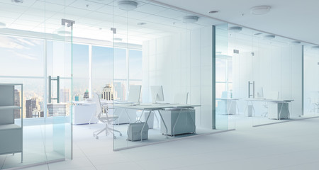 3d modern office interior render - obrazy, fototapety, plakaty