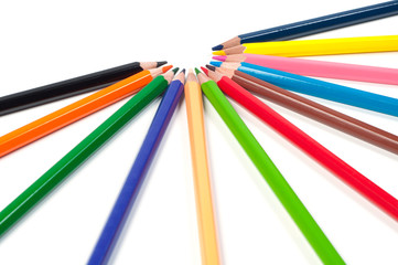 Color pencils isolated on a white background