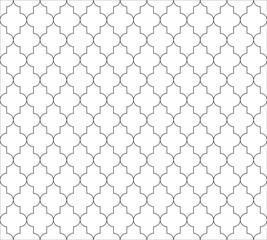 Moroccan islamic seamless pattern background in black and white. Vintage and retro abstract ornamental design. Simple flat vector illustration.