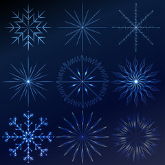 Decorative vector crystal Snowflakes set - winter series clip-art