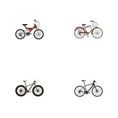 Fototapeta na wymiar Realistic Hybrid Velocipede, Adolescent, Journey Bike And Other Vector Elements. Set Of Bicycle Realistic Symbols Also Includes Training, Teenager, Hybrid Objects.
