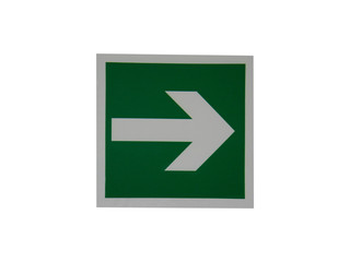 White arrow in a green square