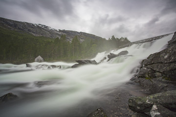Likhole waterfall. Gaularfjellet, Norway.