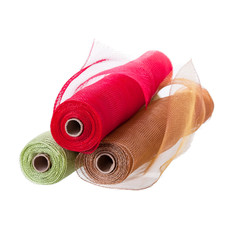 color netting  rolls isolated on white background