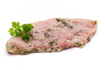 Fototapeta premium Steak with spices isolated on white background.