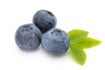 Fresh blueberries on a white background.