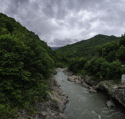 Caucasus Adygea White mountain rock river cloudy landscape wallpaper. Region Krasnodar 23