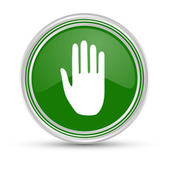 Grüner Button - Hand Geste - Stop