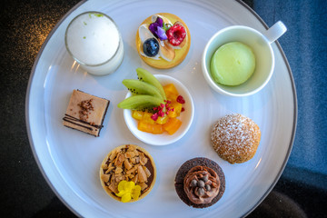 Afternoon tea and pastry dessert sweets set