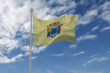New Jersey flag waving in the sky
