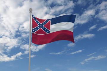 Mississippi flag waving in the sky