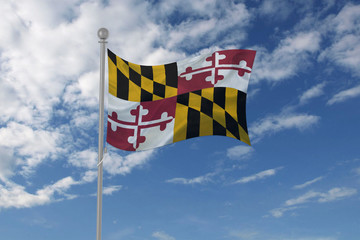 Maryland flag waving in the sky