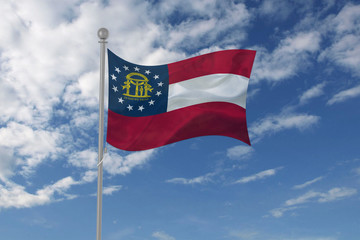 Georgia flag waving in the sky