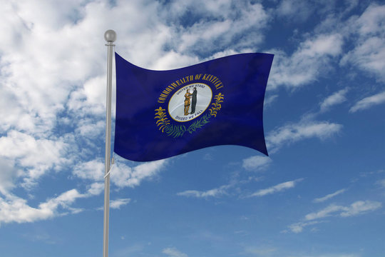 Kentucky flag waving in the sky
