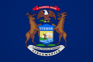 Michigan flag with fabric texture
